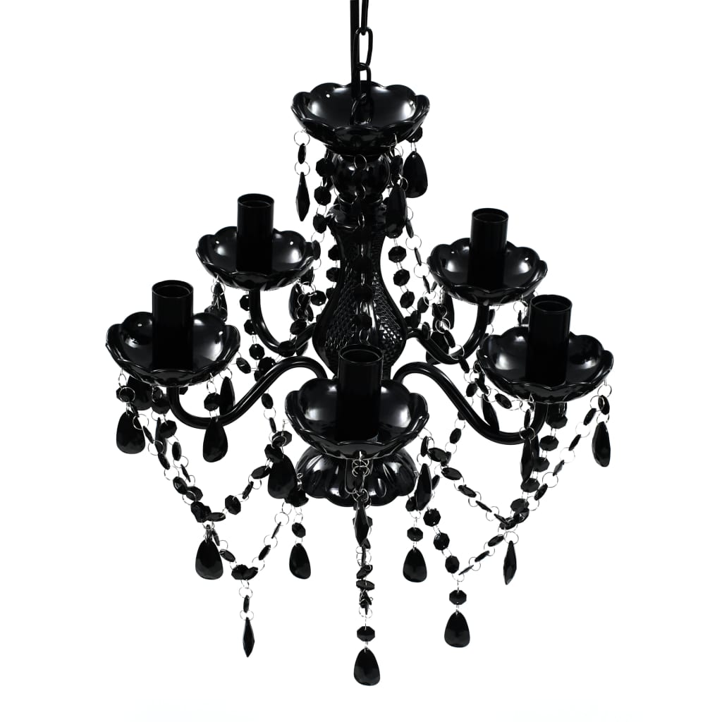 Vidaxl – Lustre En Cristal Noir 5 Ampoules – Bras Acryliques Incurvés