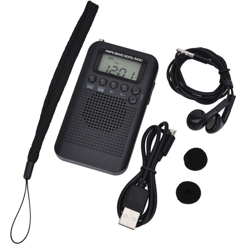 [non Utilizzato] Mini Radio Tascabile Portatile Con Altoparlante Fm/am, Ricevitore Dsp Stereo Digitale Con Sveglia E Timer Per Uso Domestico Ed Esterno, Radio Personale Con Cuffie (100x60x15 Mm)