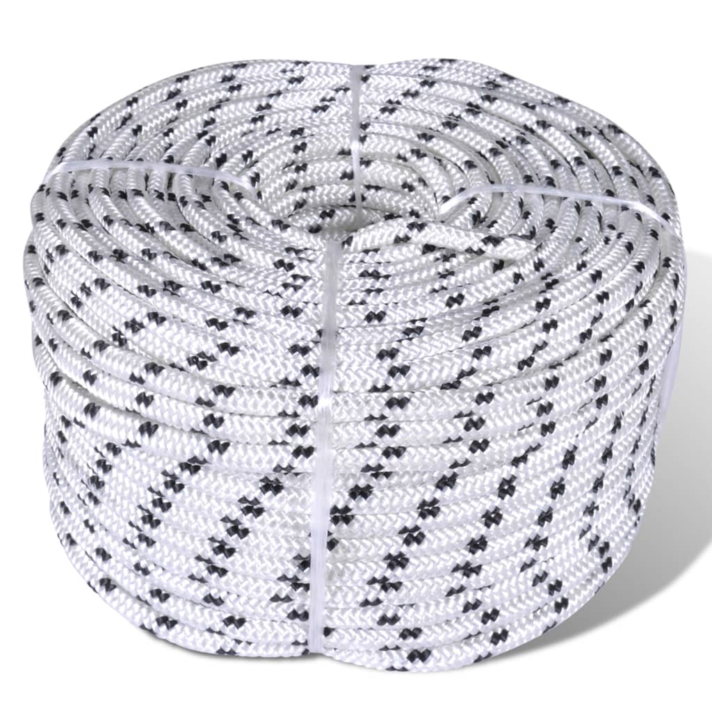 Vidaxl Braided Boat Rope Polyester 12 Mm 250 M White 8718475705161