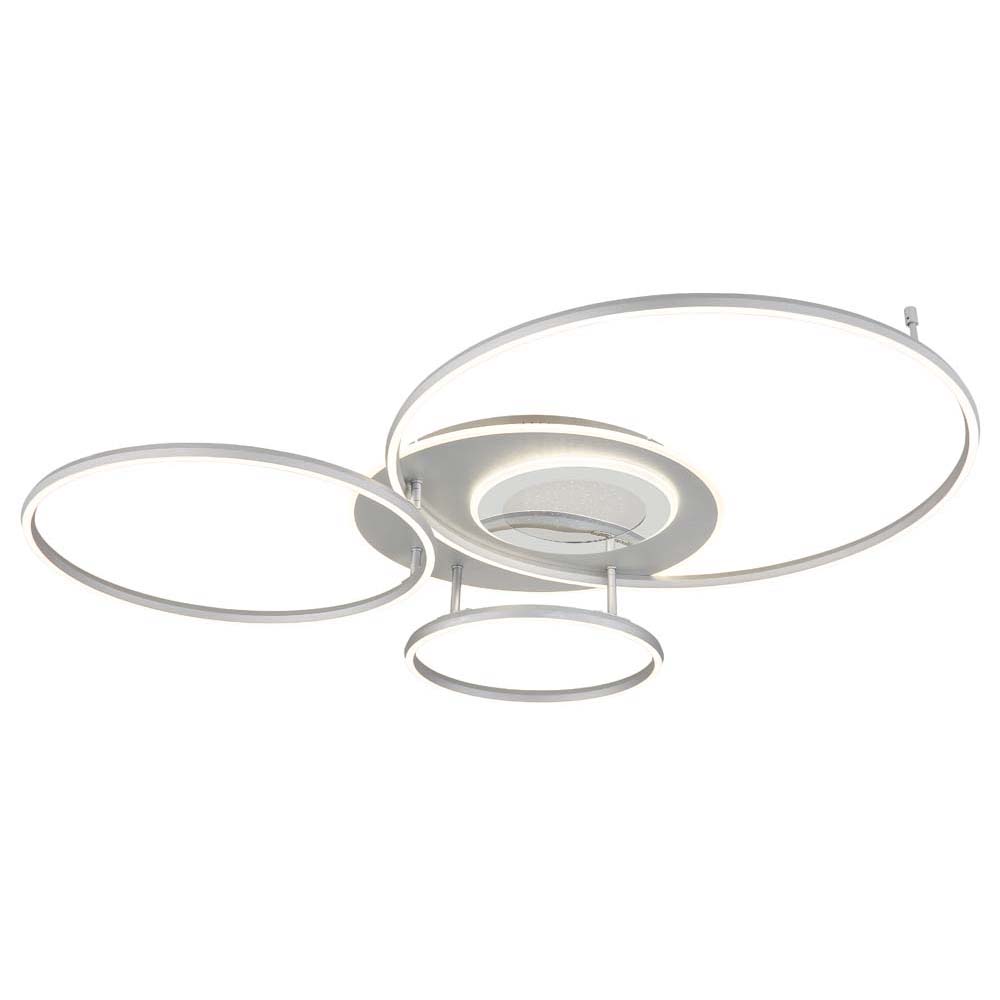Led Deckenleuchte Wohnzimmerlampe Metall Silber Dimmbar Fernbedienung L 116 Cm