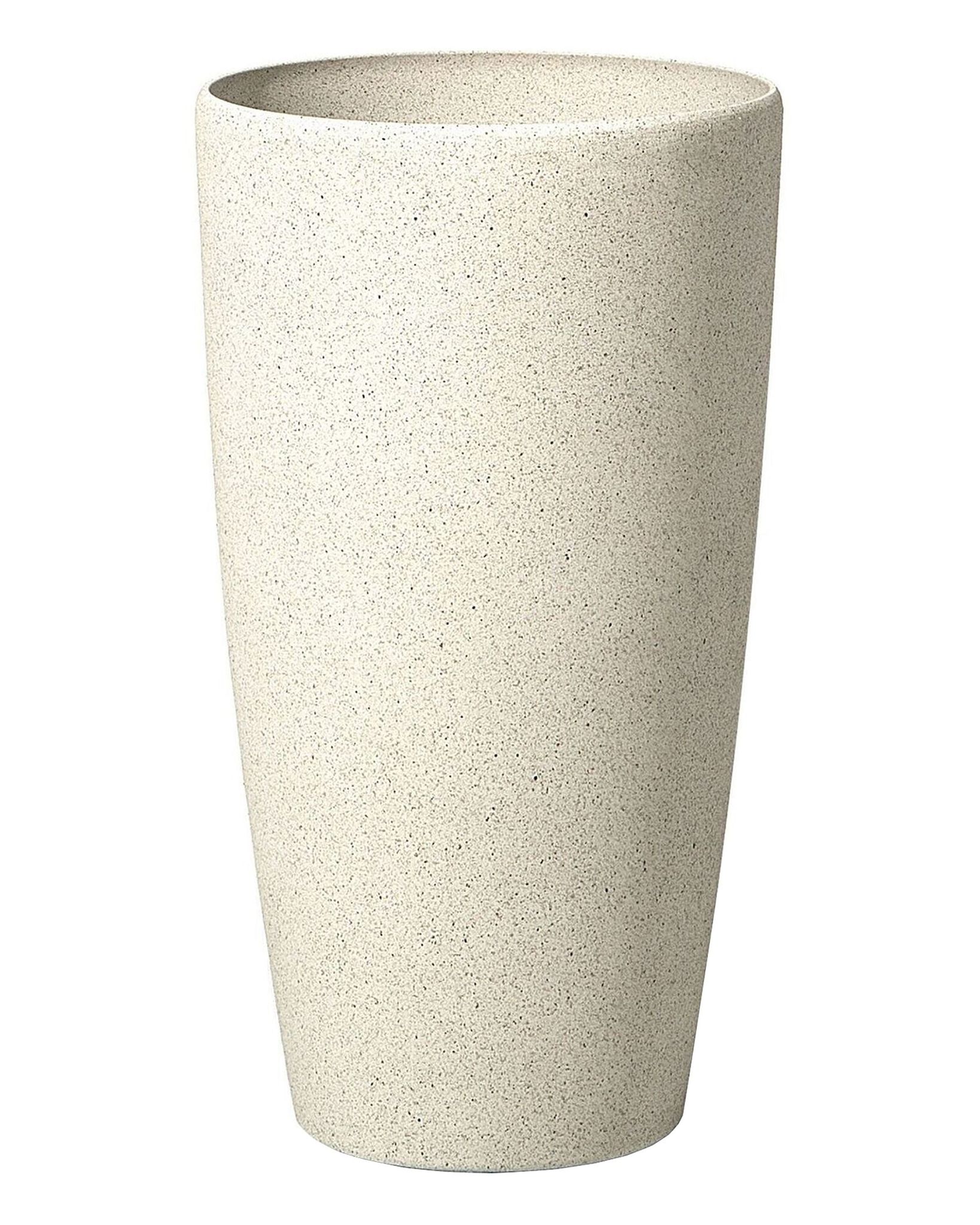Beliani Plant Pot Beige Stone Tall Flower Planter 58 X Ø 31 Cm Modern Minimalistic Outdoor Indoor Decor Accessories Abdera