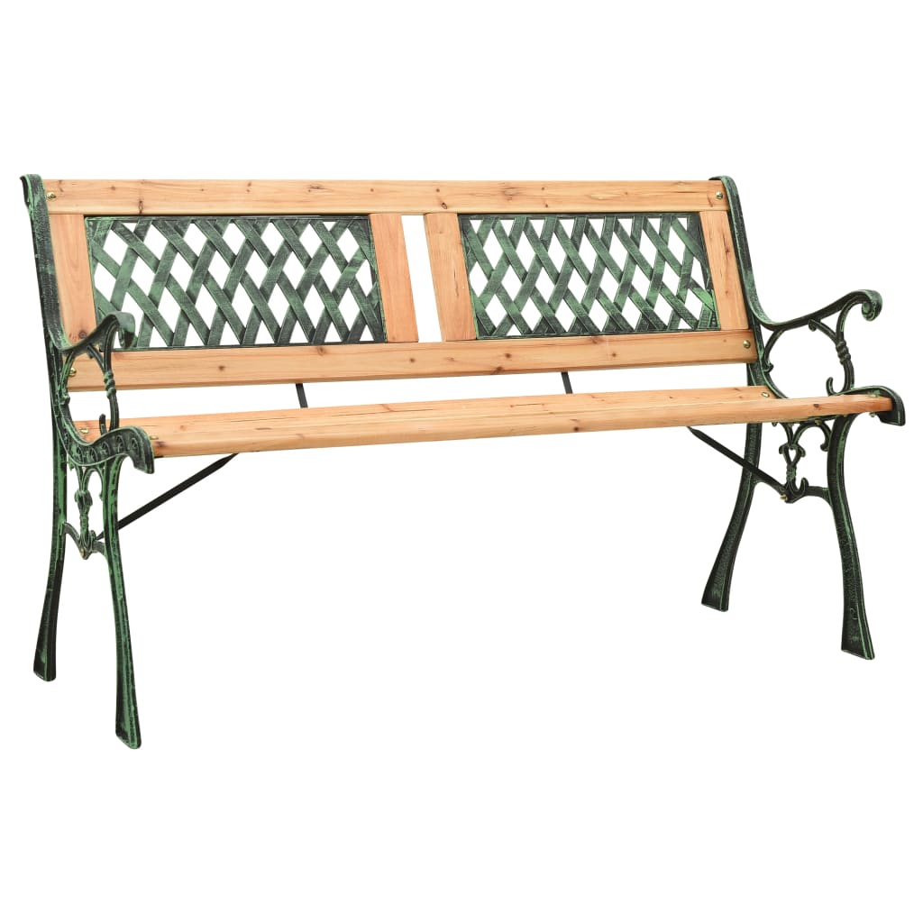 Vidaxl Grün Gartenbank 122 Cm Aus Gusseisen Und Massivem Fichtenschutz