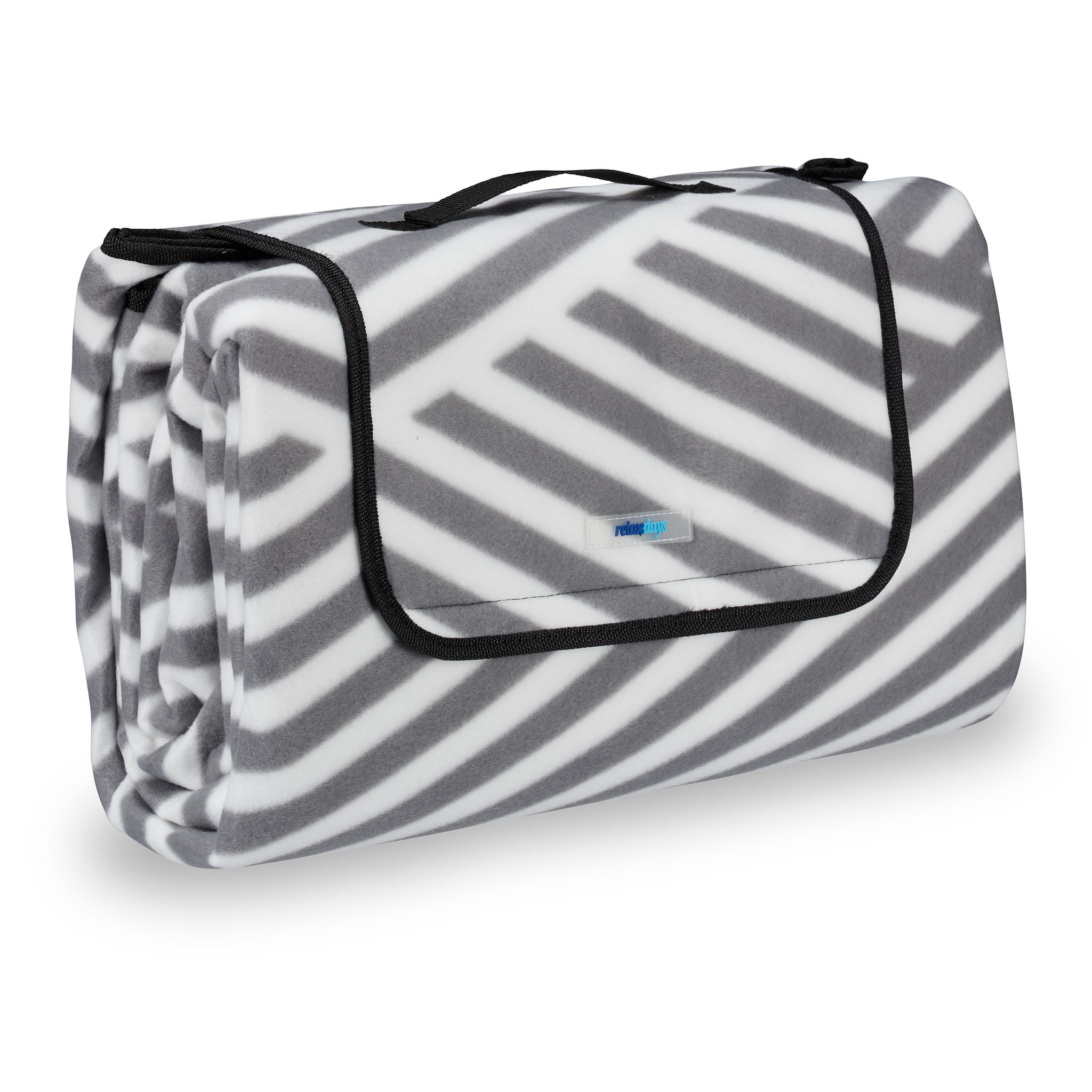 Coperta Da Picnic Xxl, 200 X 200 Cm, Plaid Impermeabile, Rivestimento In Alluminio Isolante, Grigio Bianco - Relaxdays
