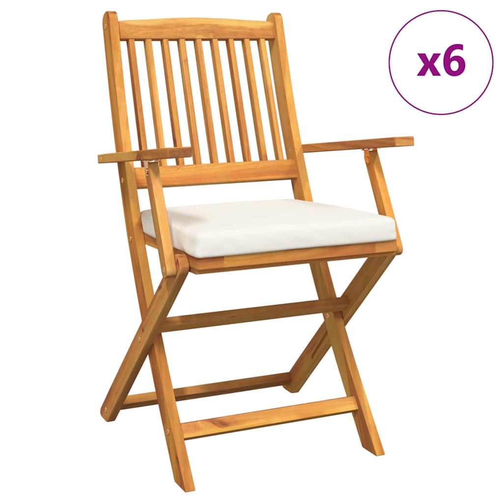 Vidaxl - Garten-klappstühle Mit Weißen Kissen 6 Stk. Massivholz Akazie 651649