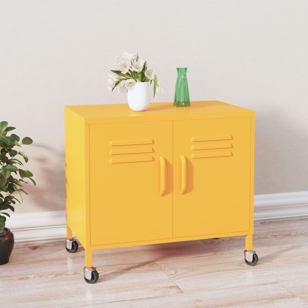 Armoire De Rangement Jaune Moutarde 60x35x56 Cm Acier Vidaxl
