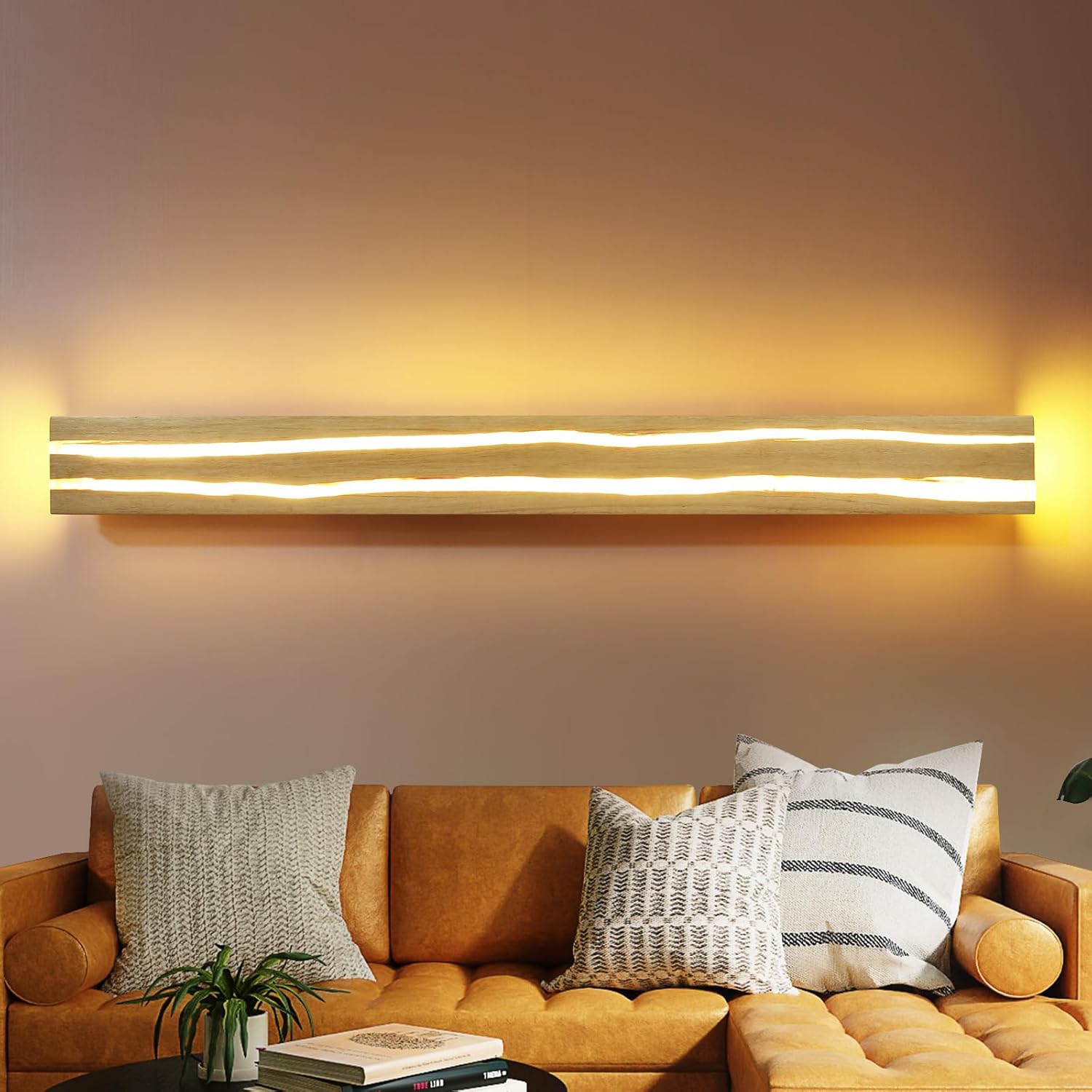Led Applique Murale 100cm - Intérieure Applique En Bois 3000k Led Blanc