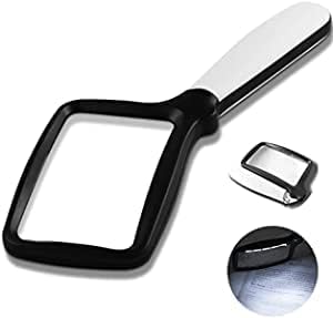 Loupe de poche pliante avec 5 LED, lentille 11 x 6,5 cm, grossissement jusqu'à 300 %, 2 niveaux de luminosité