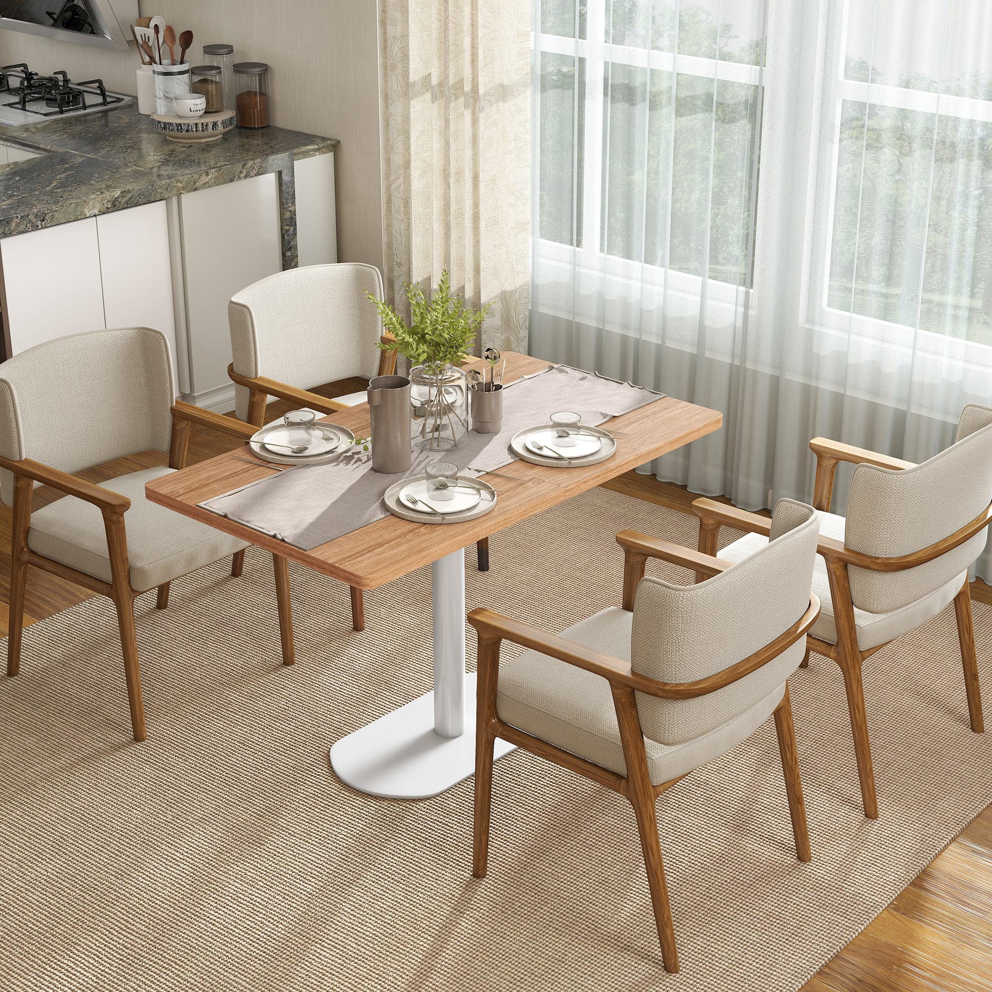 Table Rectangulaire De Salle À Manger Bicolore Chêne Et Blanc 120 X 70