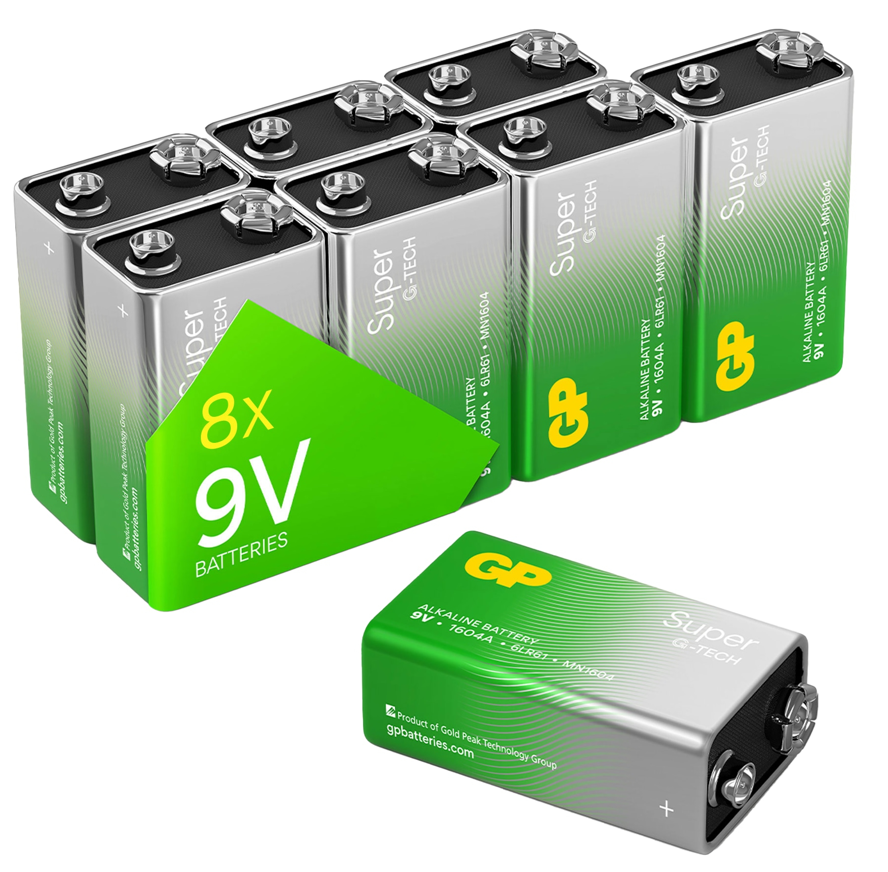 Gp Batteries - Gp Super Alkaline-Batterie E-Block, 6Lr61, Mn1604, 9V, 8 Stück - Bild 4