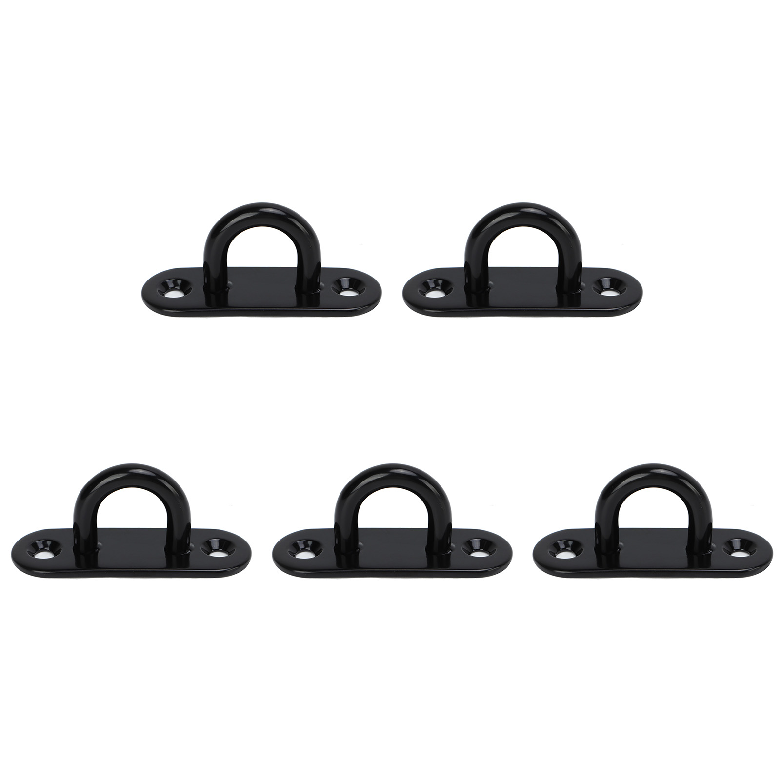 Crochet de plafond ovale à œillet en acier inoxydable 304, noir, 6 mm, lot de 5