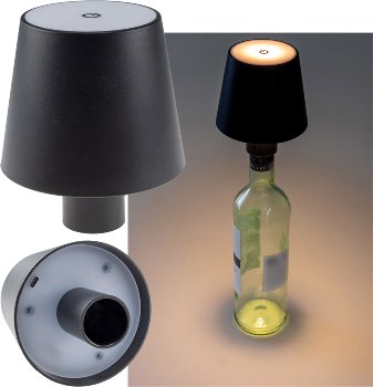 LED Akku Flaschenleuchte warmweiß, Li Akku, ØxH 10x12cm - Bild 3