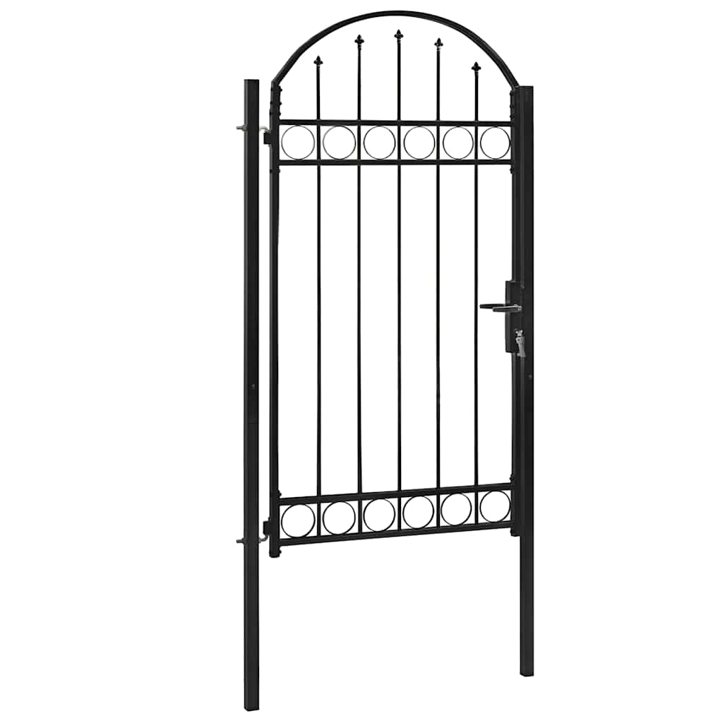 Fence Gate With Arched Top Steel 100x250 Cm Black Vidaxl