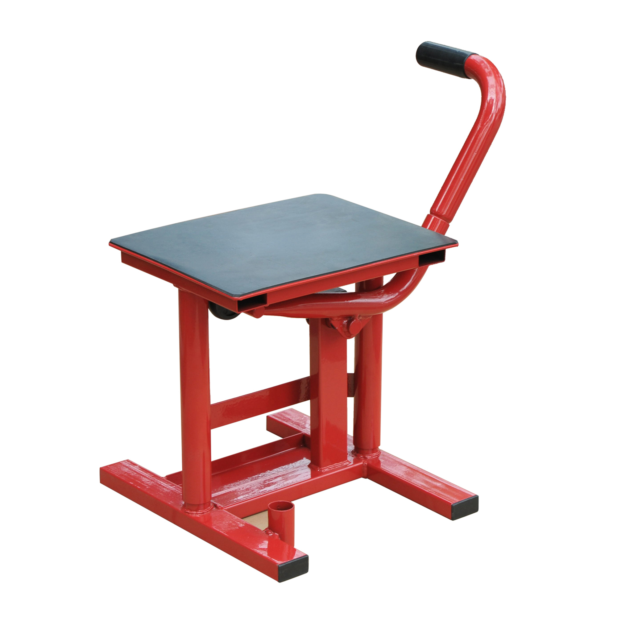 Béquille d'atelier lève-moto tout-terrain, hauteur réglable 30 à 40 cm, plateau 28 x 34 cm, rouge et noir