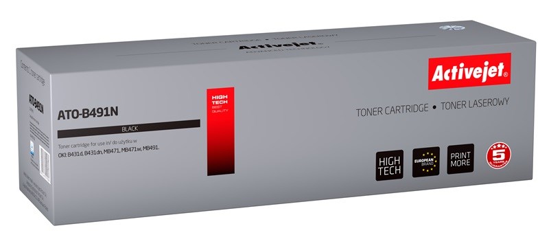 Toner Activejet Per Oki 44917602 Nuovo Ato-b491n ACTIVEJET