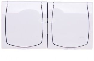 Ospel Madera Hermetische Doppelsteckdose Mit/Ohne Ip44 Mit Abdeckungen, Transparenter Abdeckung, Weiß Gnh-2Nzp/00/D