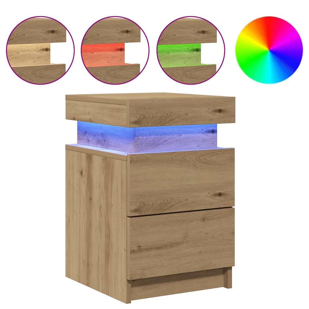 Maison Exclusive - Table De Chevet Avec Led Chêne Artisanal Bois