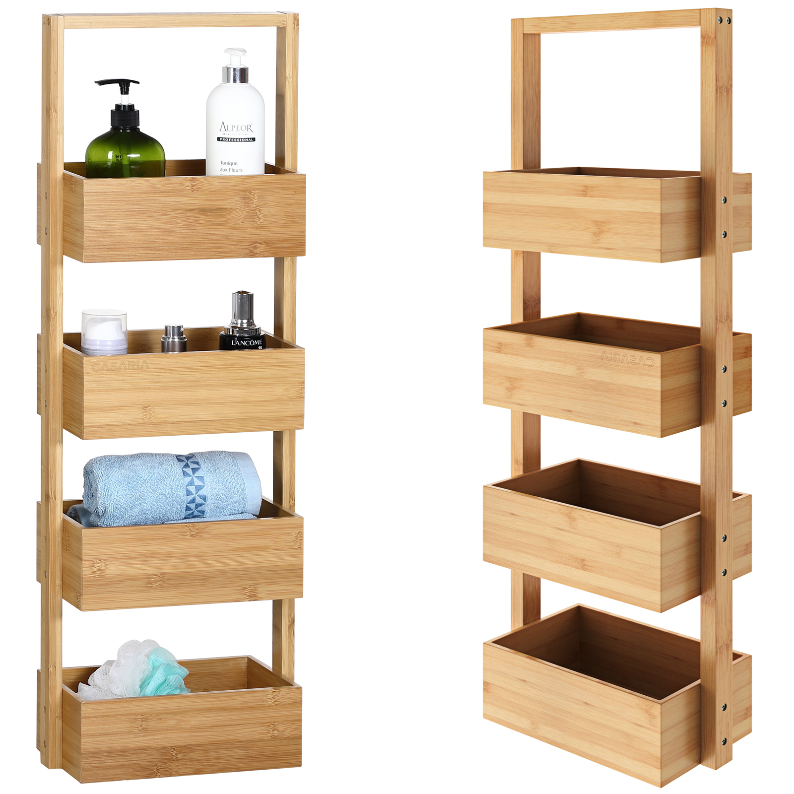 Badezimmerregal Standregal Bambus 4 Ablagen 88x16x28 Cm Holz Küchenregal Korbregal Bad Badregal Stehend Badezimmer Küche Regal Schmal - Casaria