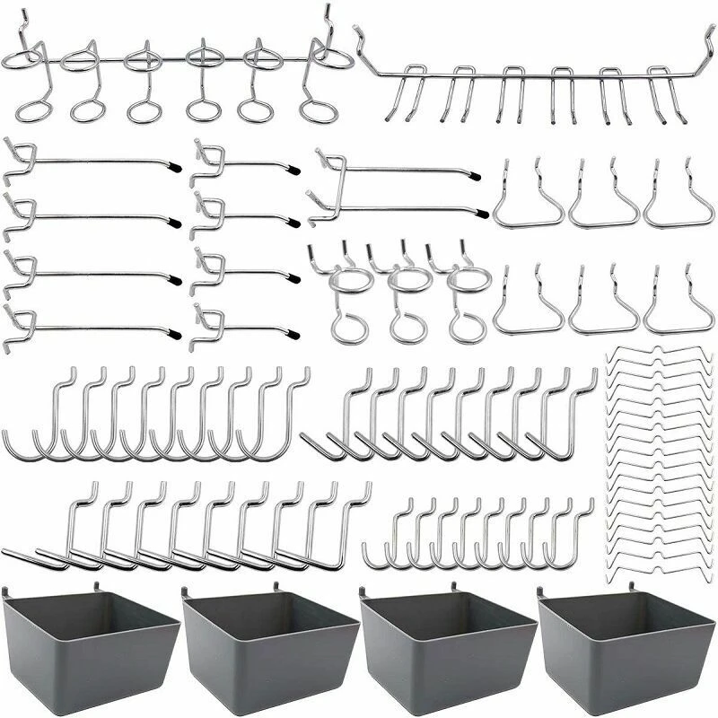 Porte-outils à crochets à visser en fer nickelé, 80 pièces, 13 types, lot de 80