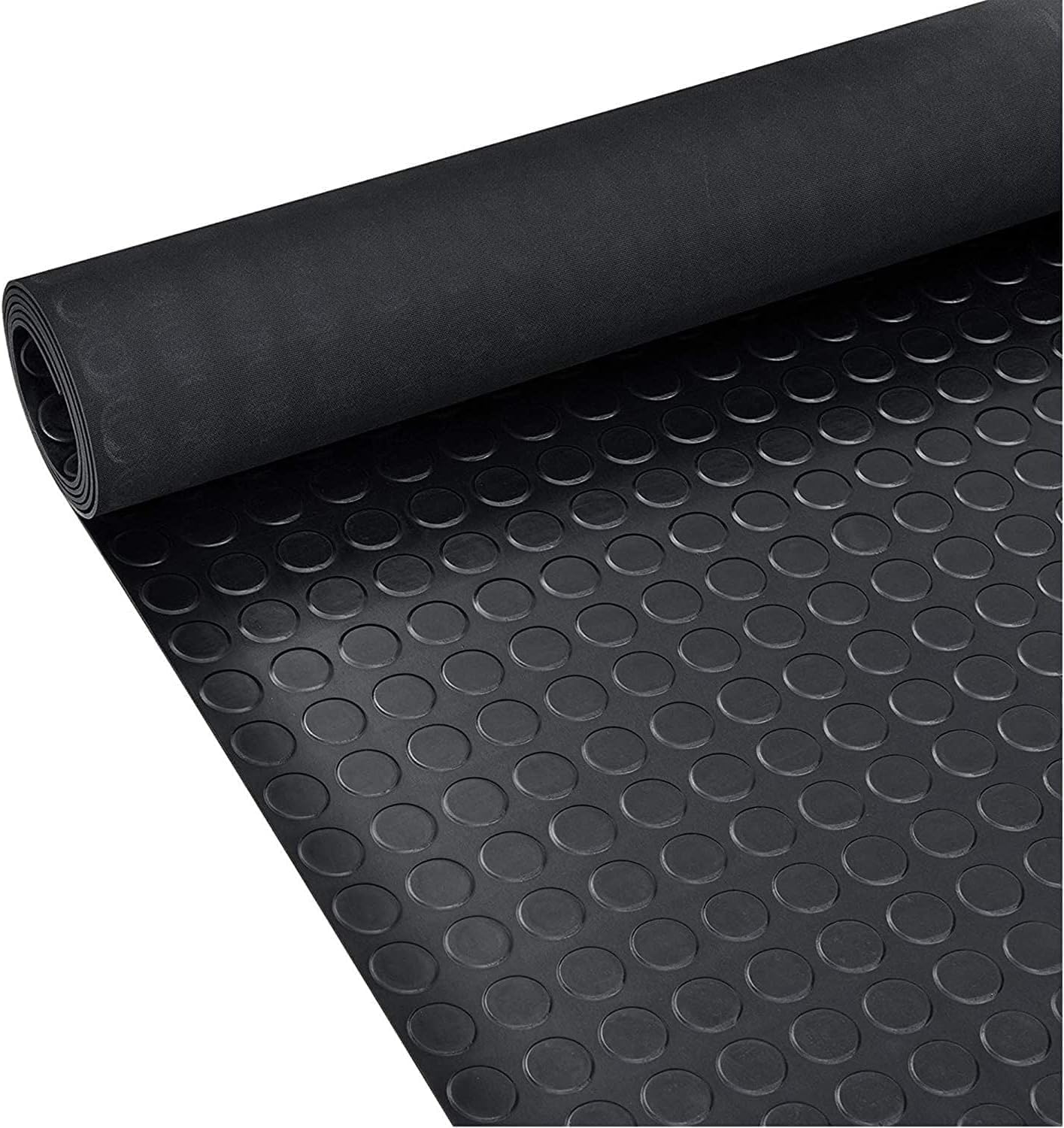 Tapis en caoutchouc antidérapant à picots plats, 300 x 100 cm, épaisseur 3 mm, noir, vendu au mètre