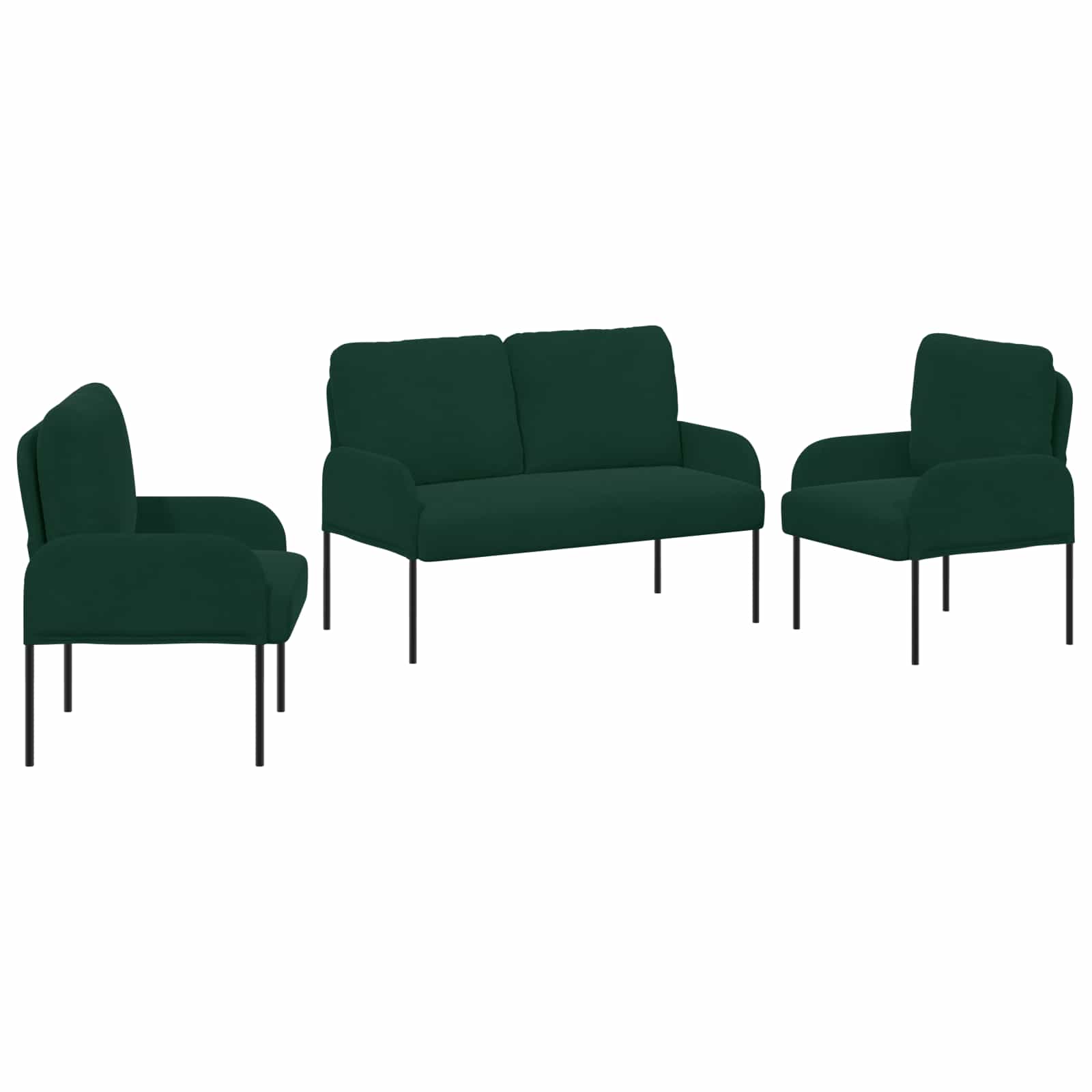 Sofa Sets 3 Pcs Dark Green 115 X 56 X 80 Cm Plywood Vidaxl