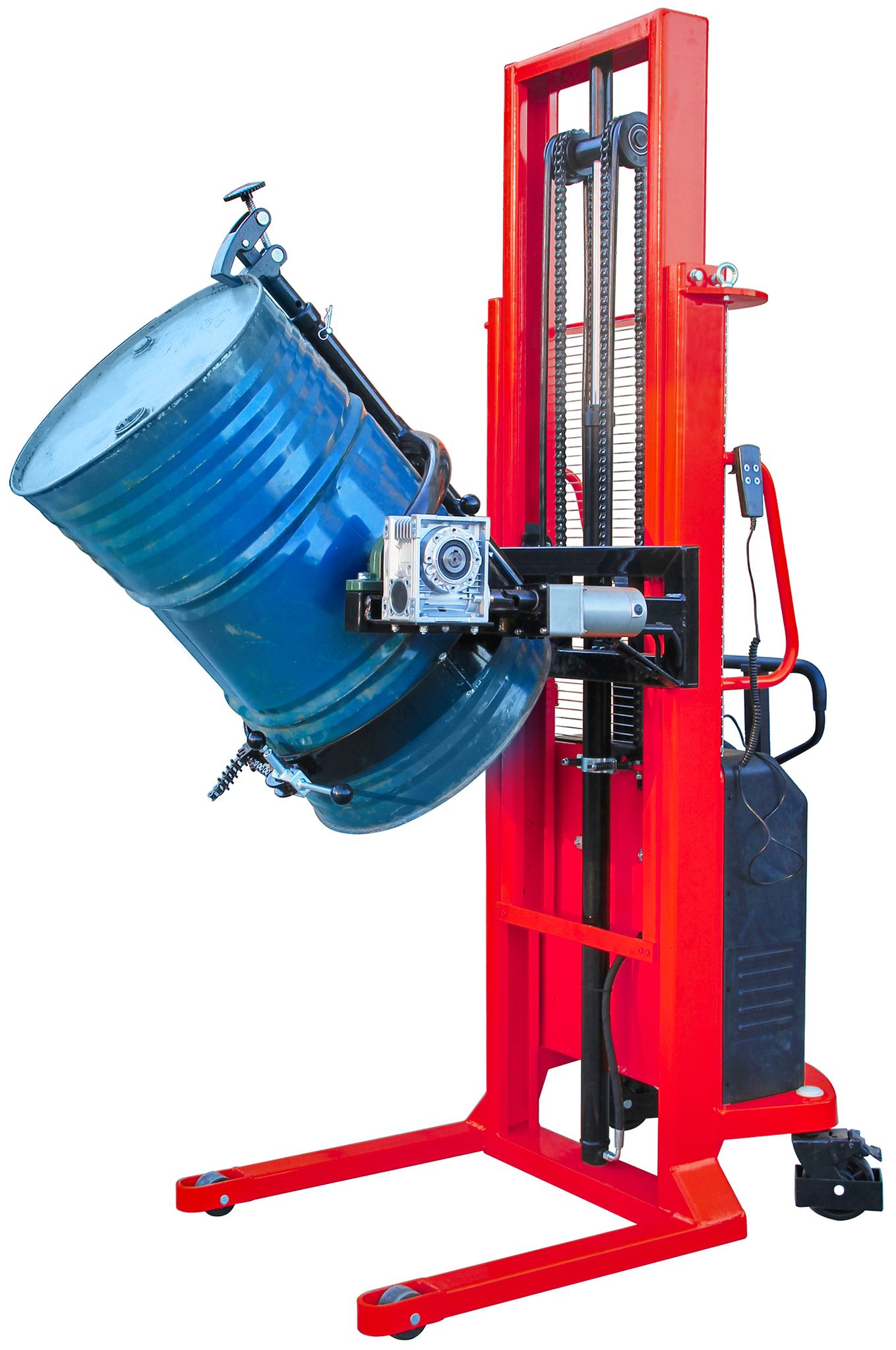 Gerbeur retourneur de fût 450 kg, levage 1500 mm, basculement électrique 0 à 180°, MW Tools