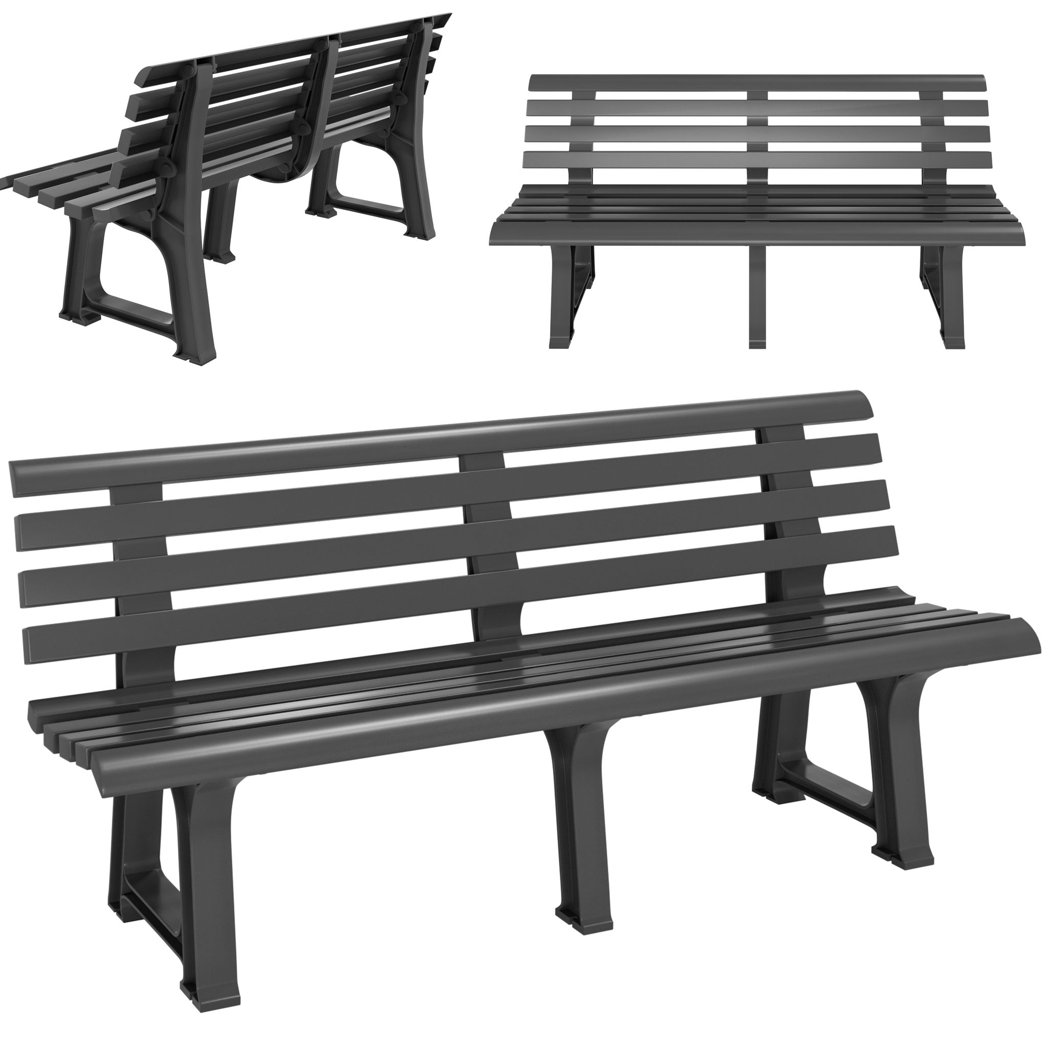 Deuba Casaria - Orchidea Garden Bench 3 Seater Durable Plastic Outdoor Furniture Perfect For Garden Patio Deck Or Balcony Weather-resistant 145 Cm Green