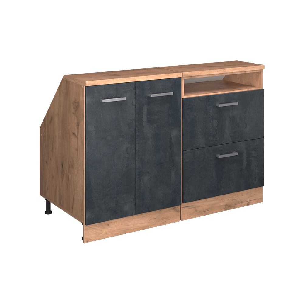 Küchenschrank Für Dachschrägen R-line, Schwarz Beton, 120 Cm 2er Set Schrankkorpuss 60 Cm Tiefe, Vicco