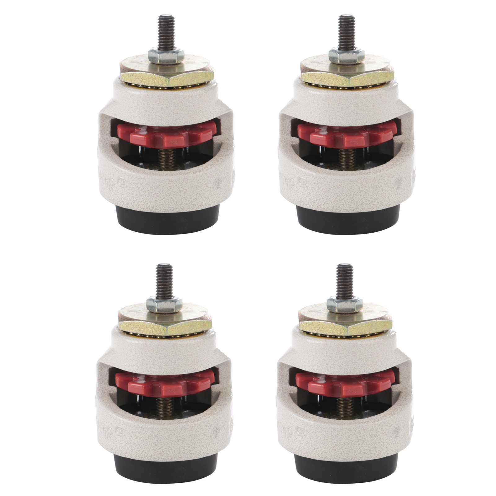 Roulette pivotante à tige filetée avec réglage de niveau, nylon MC et métal, lot de 4
