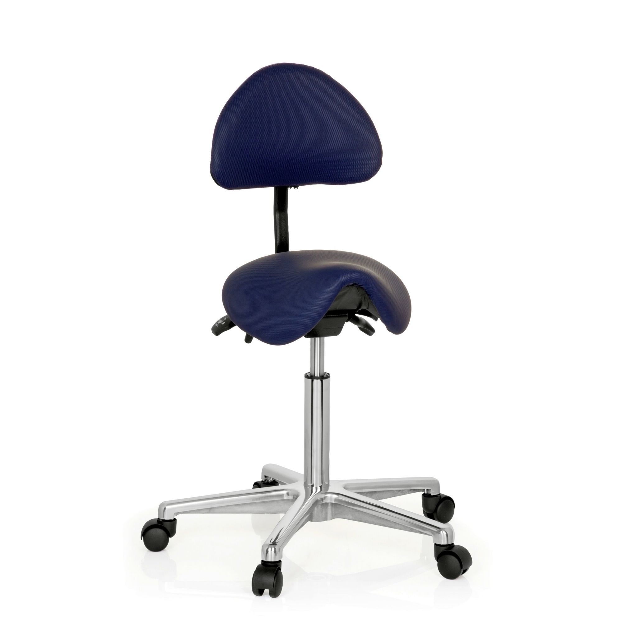 hjh OFFICE 608910 Arbeitshocker mit Lehne TOP Work 20 PU Blau Sattelhocker mit Rollen höhenverstellbar, neigbar - Bild 2