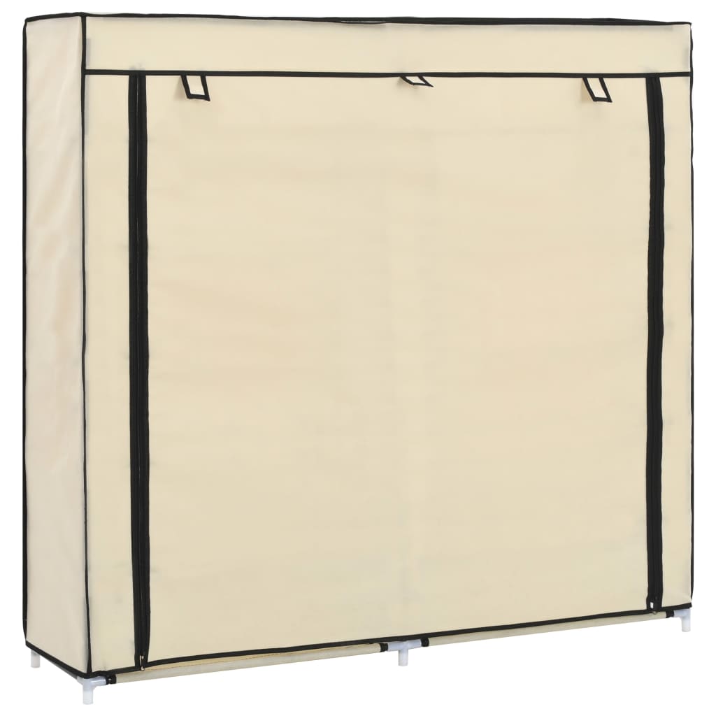 Shoe Cabinet With Cover Cream 115x28x110 Cm Fabric Vidaxl
