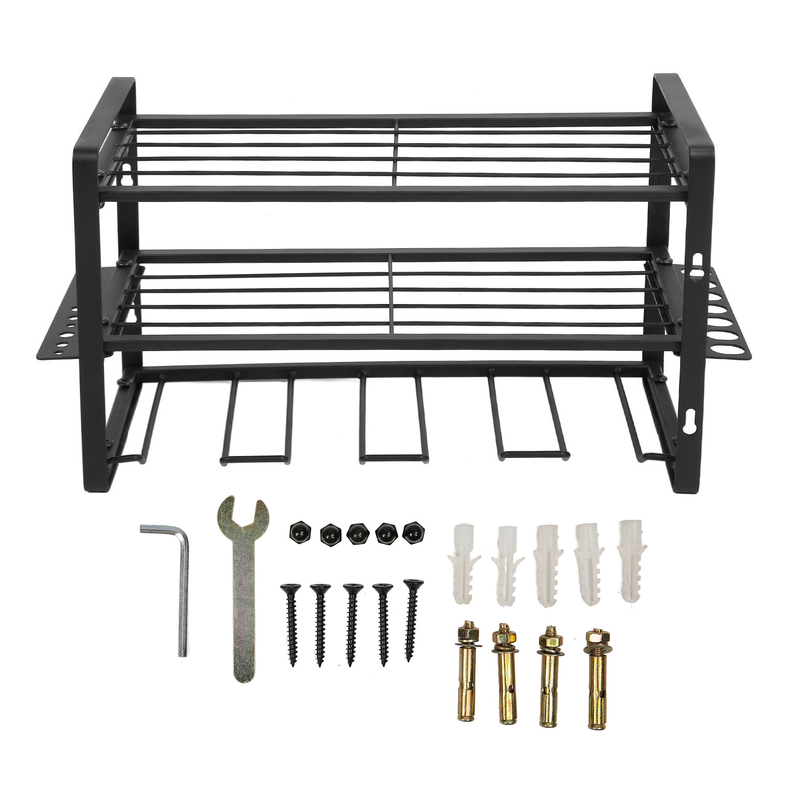 Support mural pour perceuse en fer robuste, charge 68 kg, avec porte-marteau et porte-pince, accessoires complets