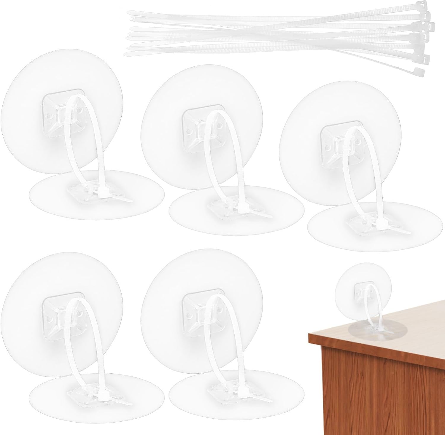 Attaches de sécurité en plastique transparent, auto-adhésives, pour meubles, câbles et tuyaux