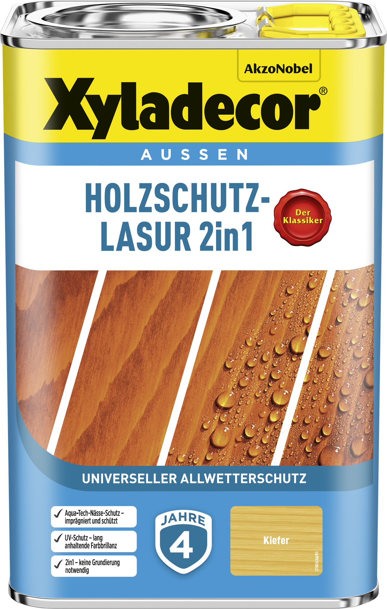 Xyladecor Holzschutz-lasur 2in1, Universeller Allwetter-schutz -der Klassiker, Kiefer, 4 L