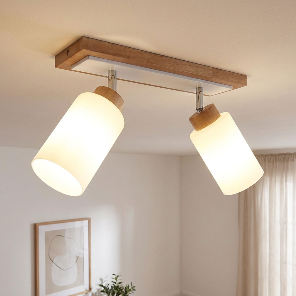 Globo Deckenleuchte Deckenlampe Wohnzimmerlampe Holz Braun Metall Schwenkbar L 60 Cm