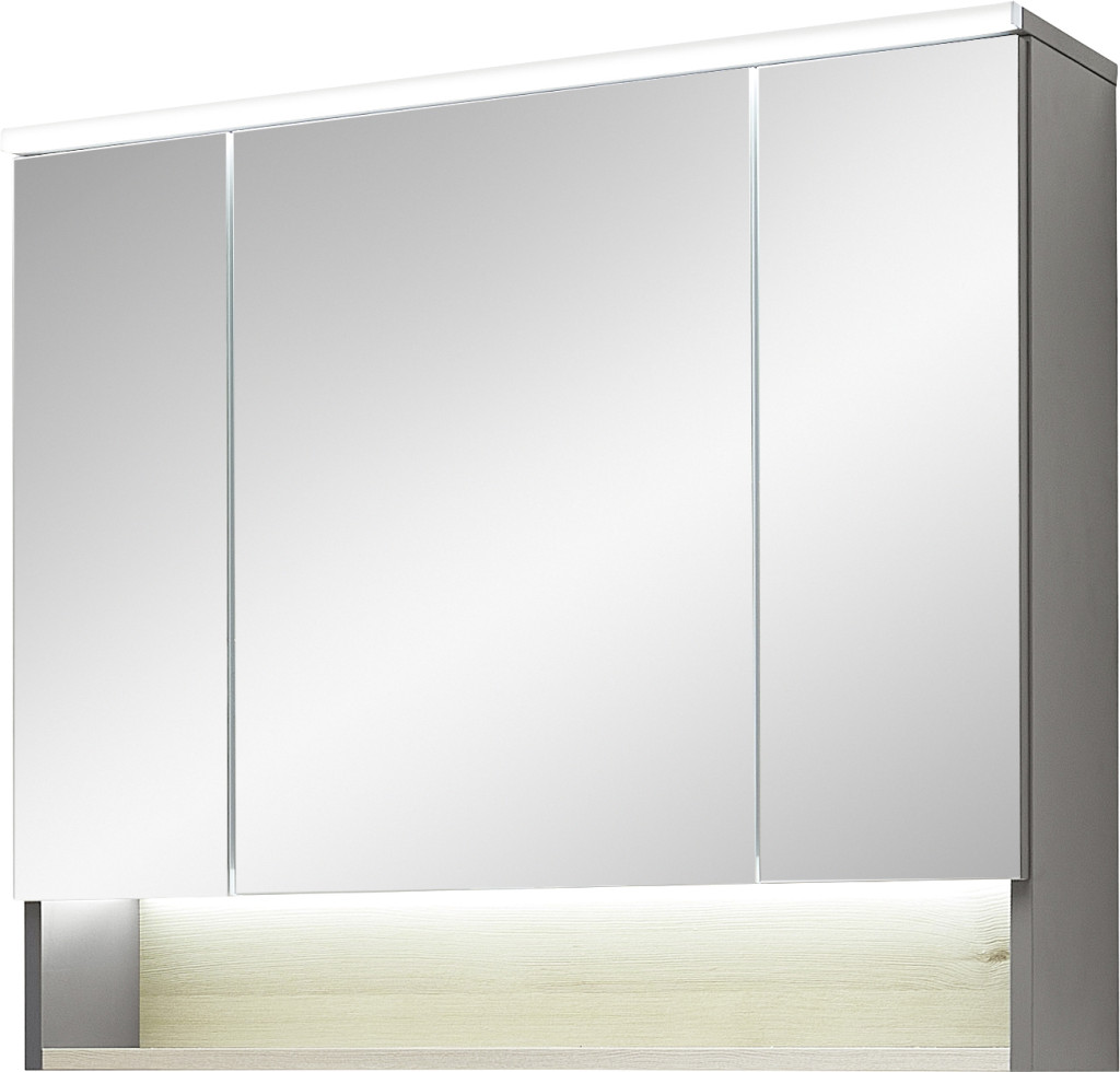 Pelipal Spiegelschrank Quickset 25-ii Led-kranzbeleuchtung Quarzgrau 80 Cm Spiegelschrank