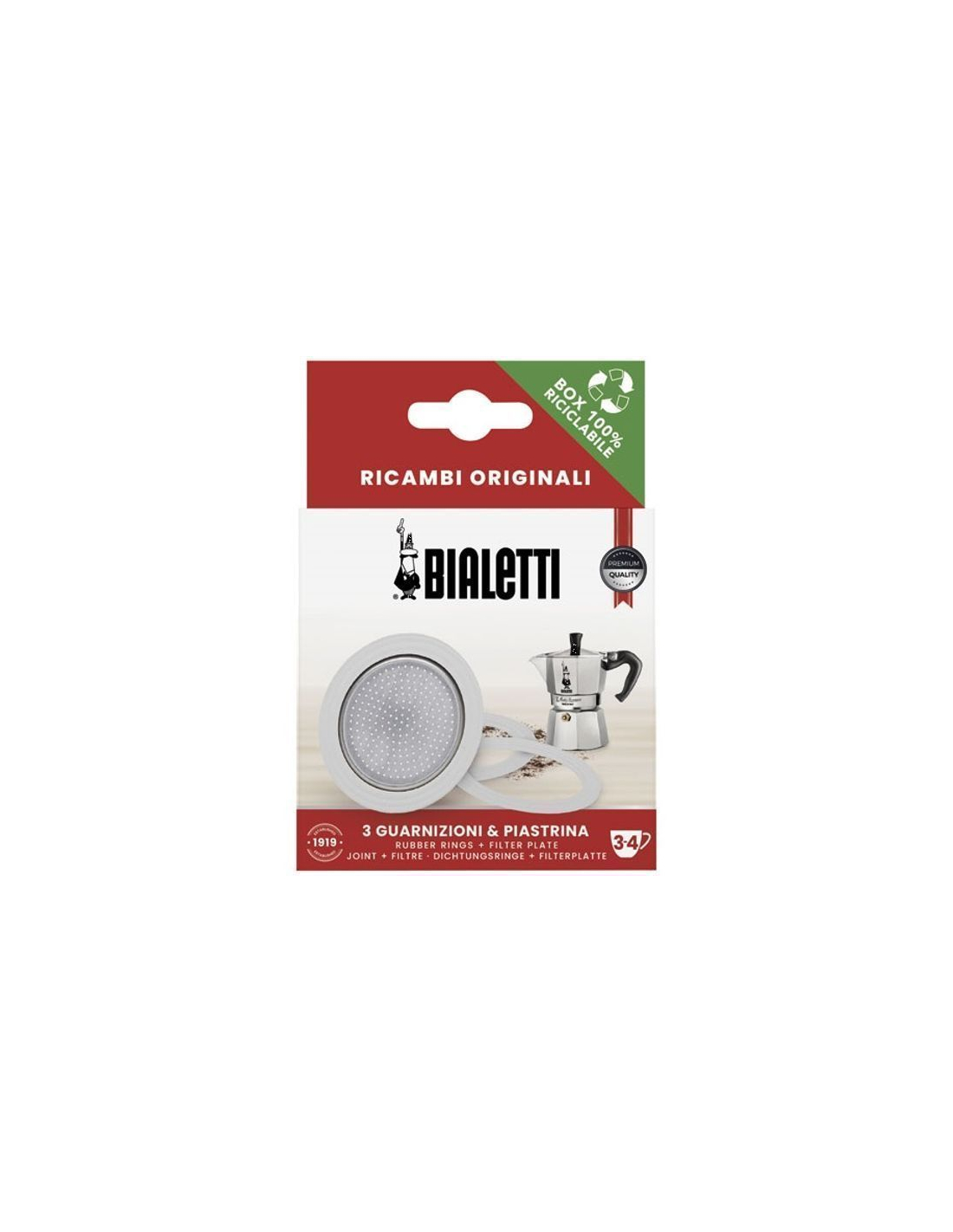Bialetti Grau Kunststoff- Und Edelstahlfilter Für 3-4 Tassen Kaffeemaschinen