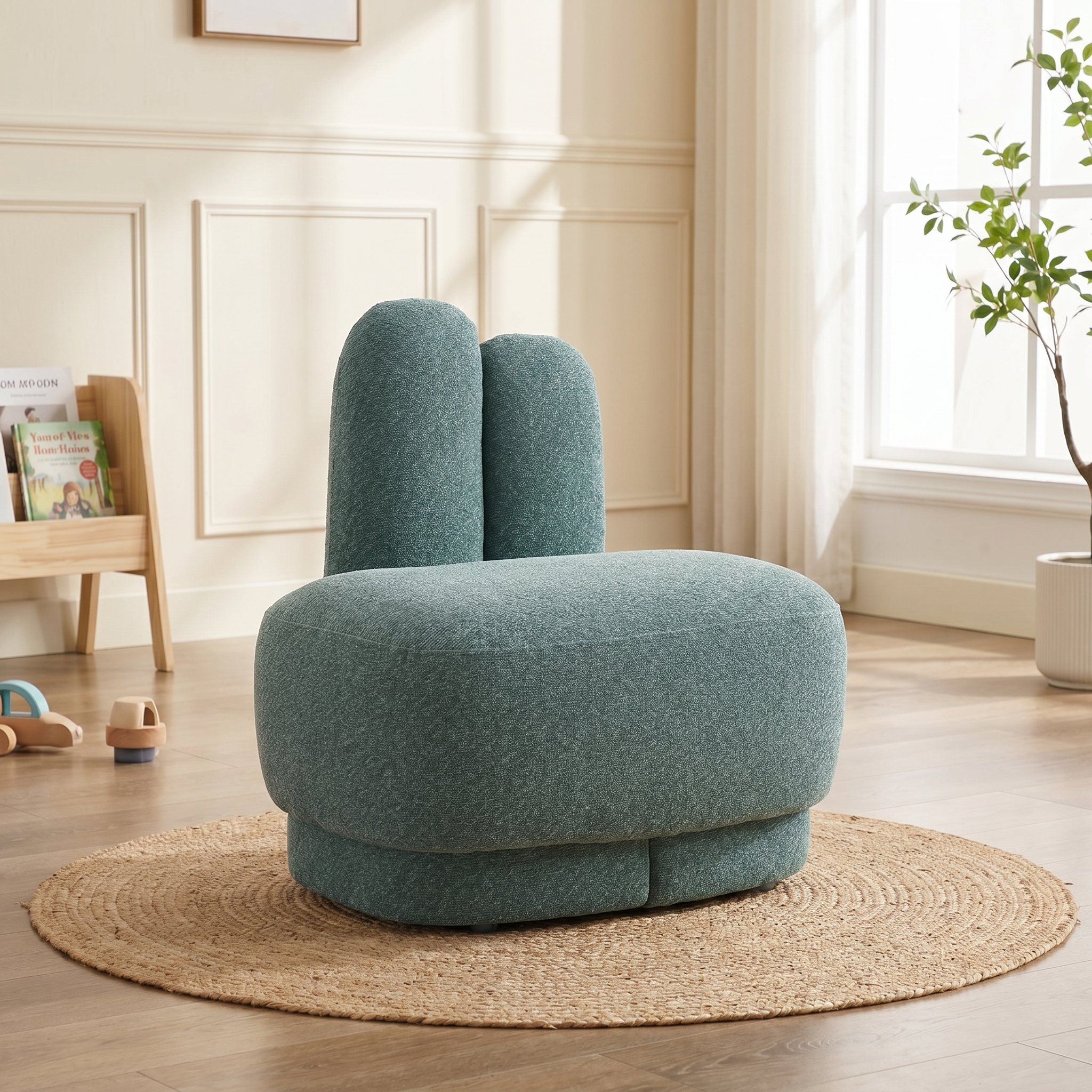 Pouf Repose-pieds Rond Moelleux,design Lapin Adorable Avec