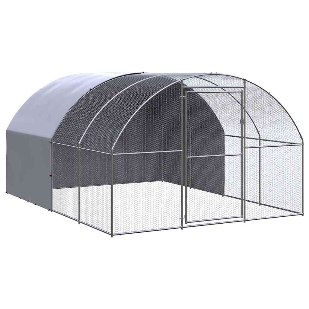 Vidaxl Grau Outdoor-Hühnerstall 3X4x2 M Verzinkter Stahl