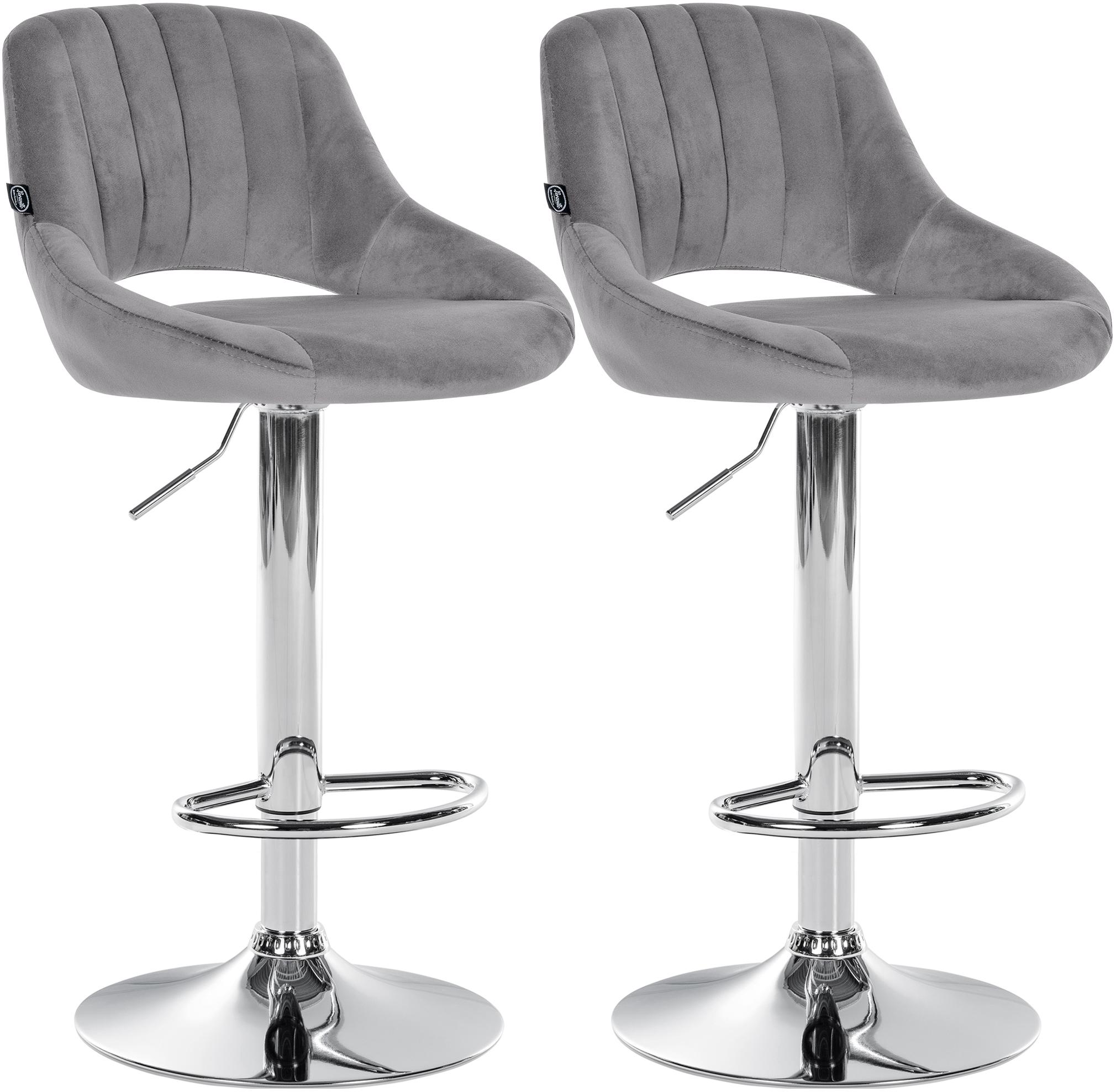 CLP Barhocker 2er Set höhenverstellbar mit Lehne Milet, Barstühle gepolstert Samtbezug, Tresenstühle mit Metallgestell drehbar