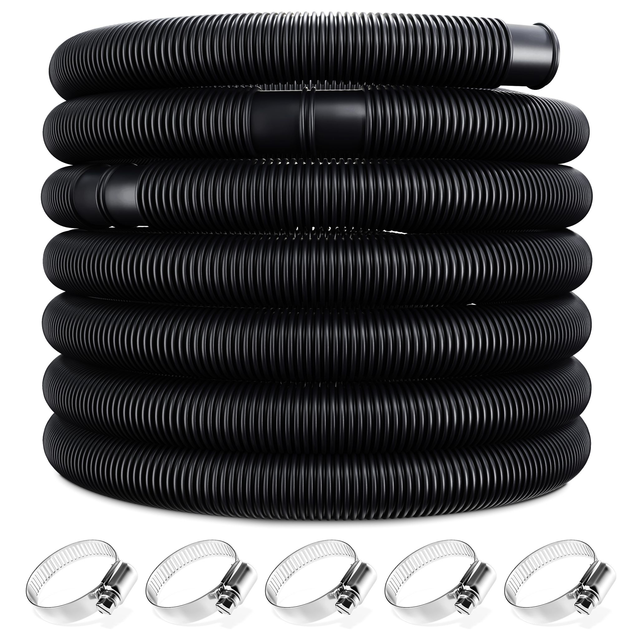 Monzana® Poolschlauch 6-14m Ø 32-38mm Flexibel Robust Muffen 5x Schlauchschellen Uv Chlor Resistent Schwimmbadschlauch Pumpenschlauch Wasserschlauch  14m 38mm Schwarz