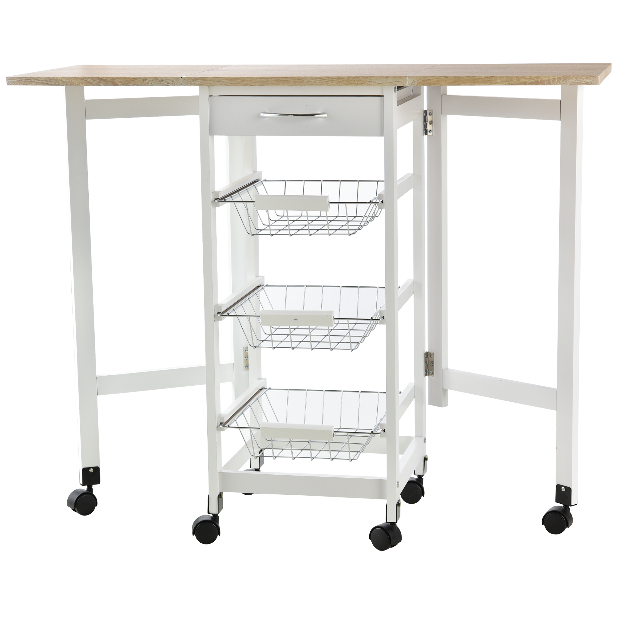 Chariot De Service Desserte De Cuisine À Roulettes Multi-rangements 3