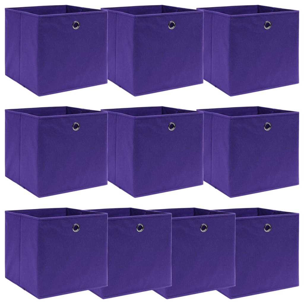 Storage Boxes 10 Pcs Purple 32x32x32 Cm Fabric Vidaxl