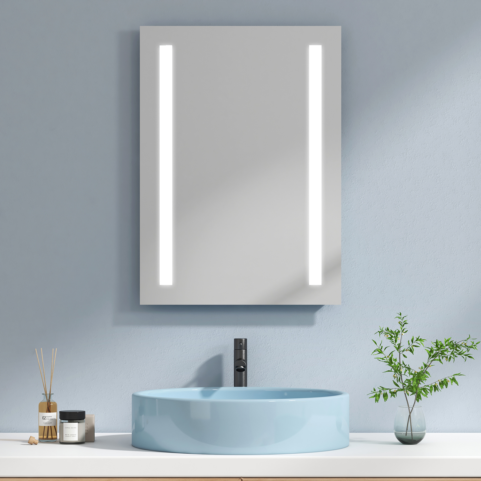 Emke - Miroir Lumineux Salle De Bain 50x70cm Miroir Led