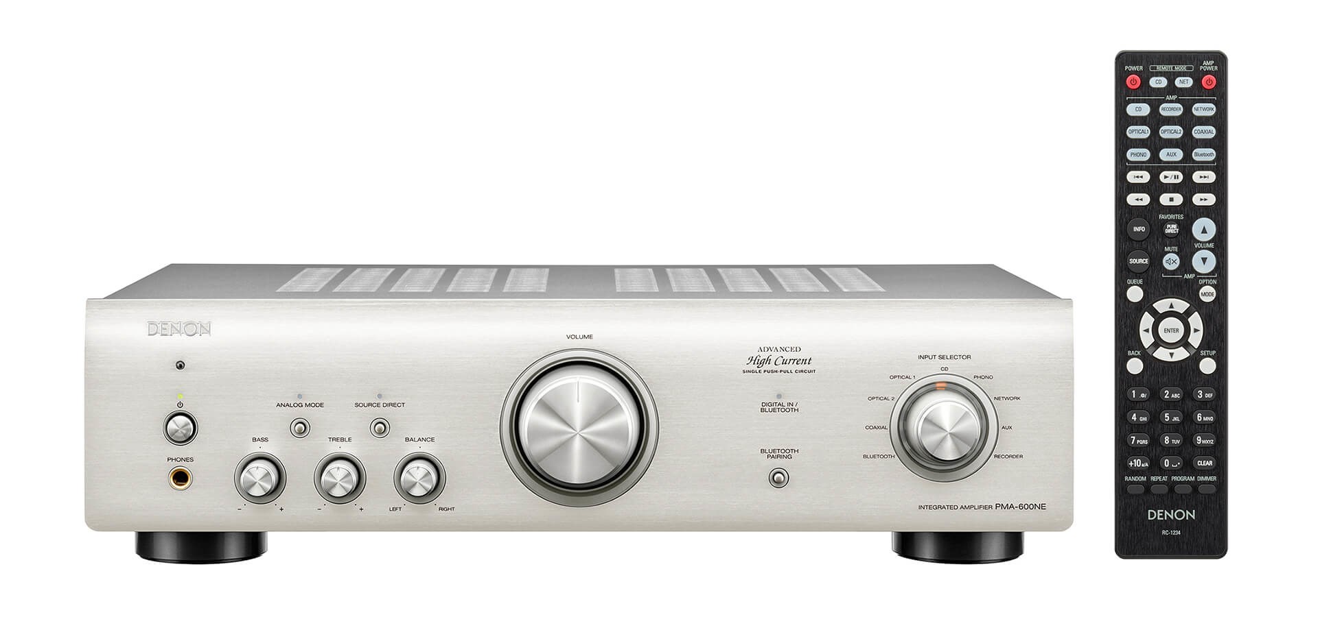 Denon PMA-600NE Vollverstärker, 70W pro Kanal, Bluetooth - Silber | Stereoverstärker, Digitale Eingänge, Fortschrittliche Schaltungstechnik, Digitale Eingänge, MM Phono-Vorverstärker - Bild 3
