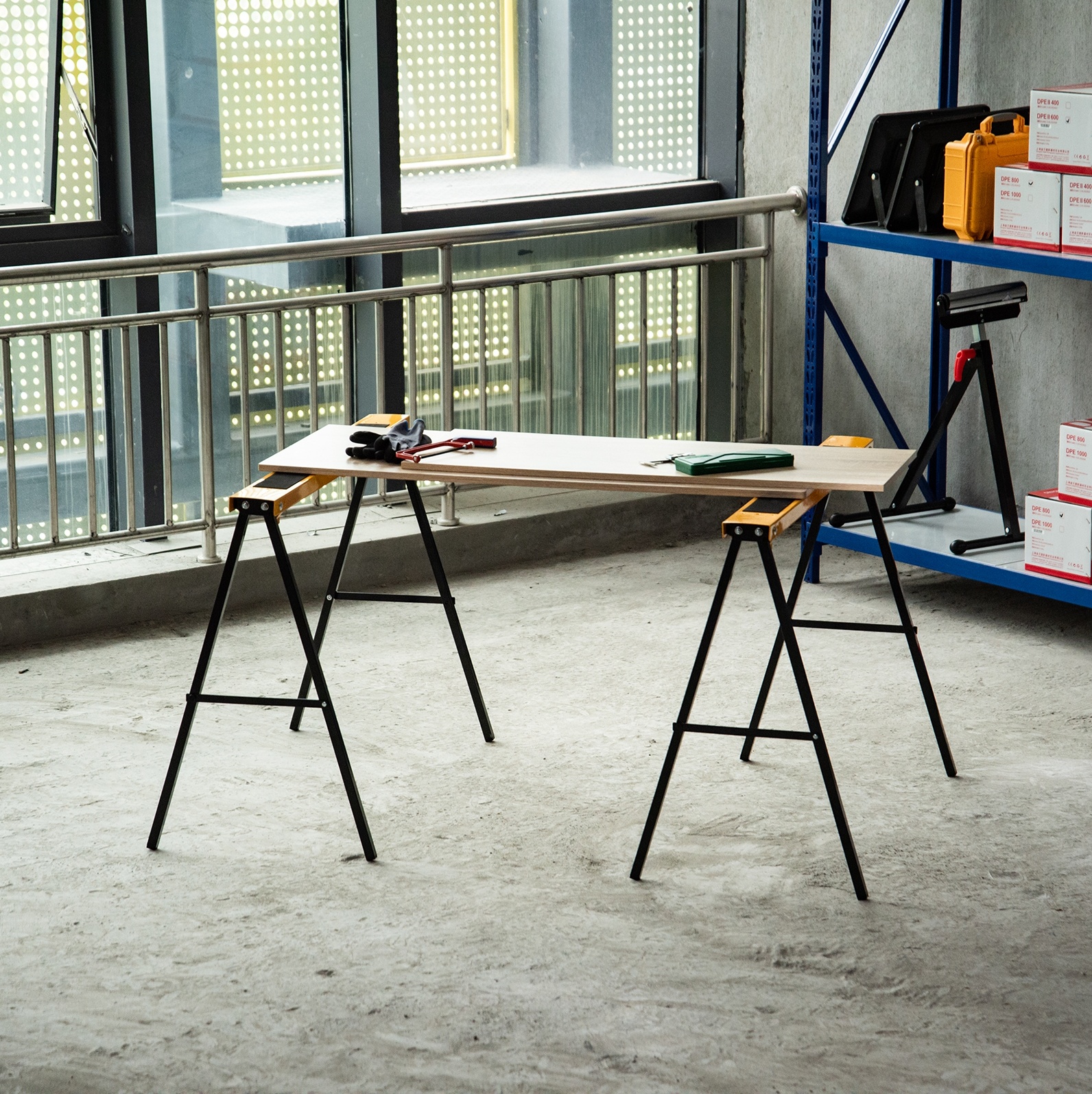 Tréteaux pliables en acier, 99,5 x 50 x 78 cm, charge 125 kg, lot de 2