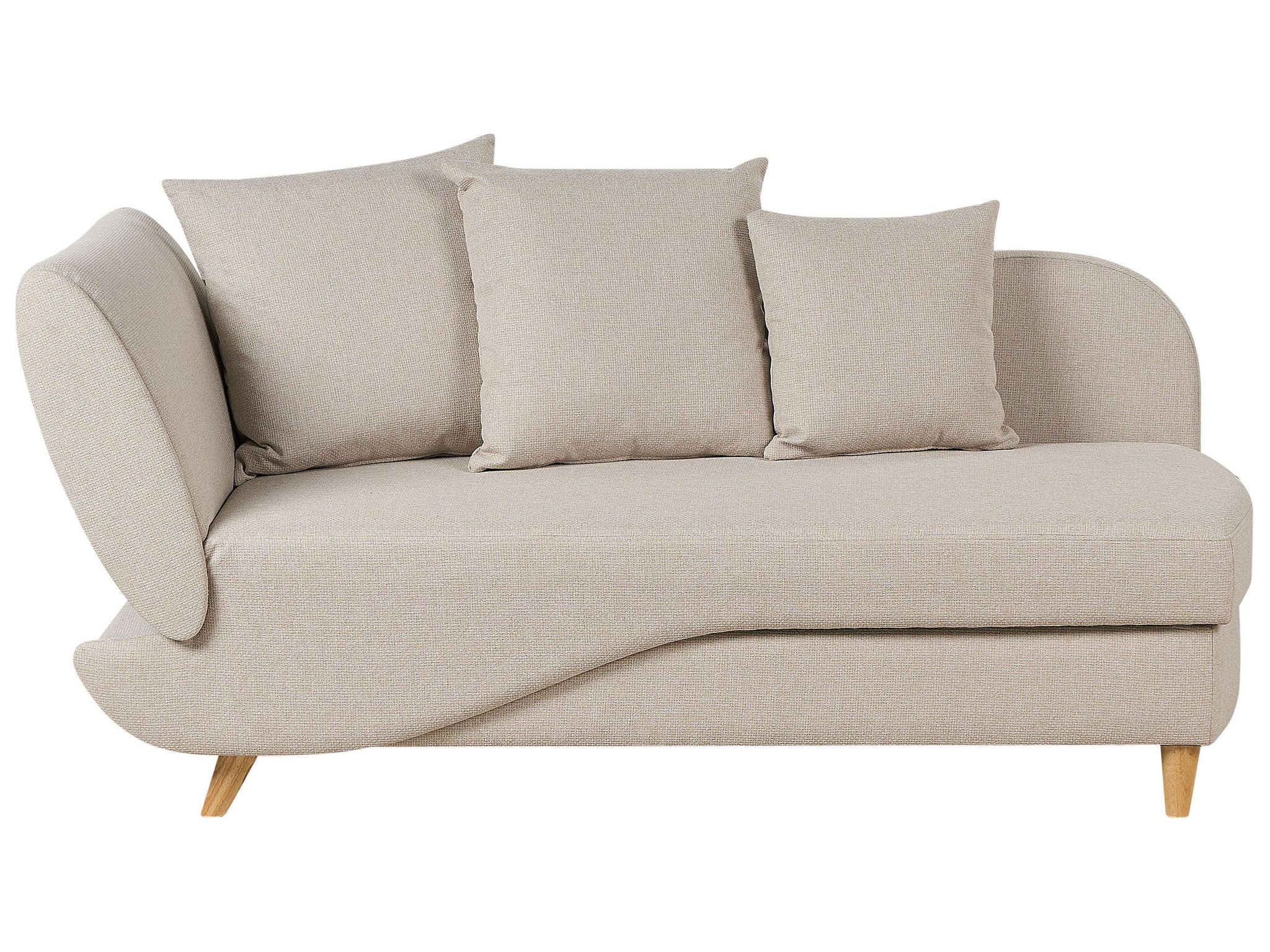 Beliani Left-hand Chaise Lounge Meri Faux Linen Beige With Storage