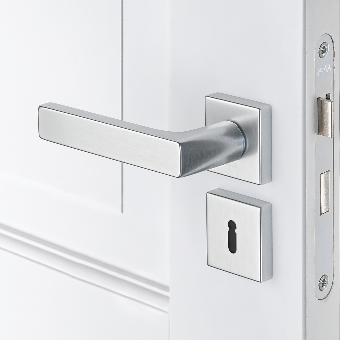 Axa Türbeschlagset Für Innentüren - Klickfeder - Türgriff Aus Aluminium - Mit Schlüsselloch - Türgriff Mit Quadratischer Rosette