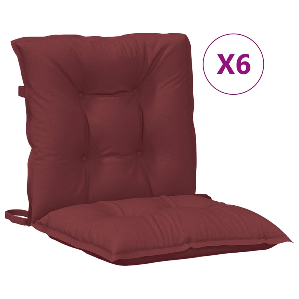 Lowback Chair Cushions 6 Pcs Melange Wine Red 100x50x7 Cm Fabric Vidaxl