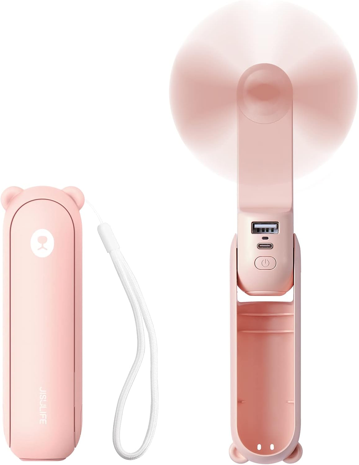 Mini Ventilatore Portatile 3 In 1 Con Batteria Ricaricabile E Power Bank - Rosa JUSCH