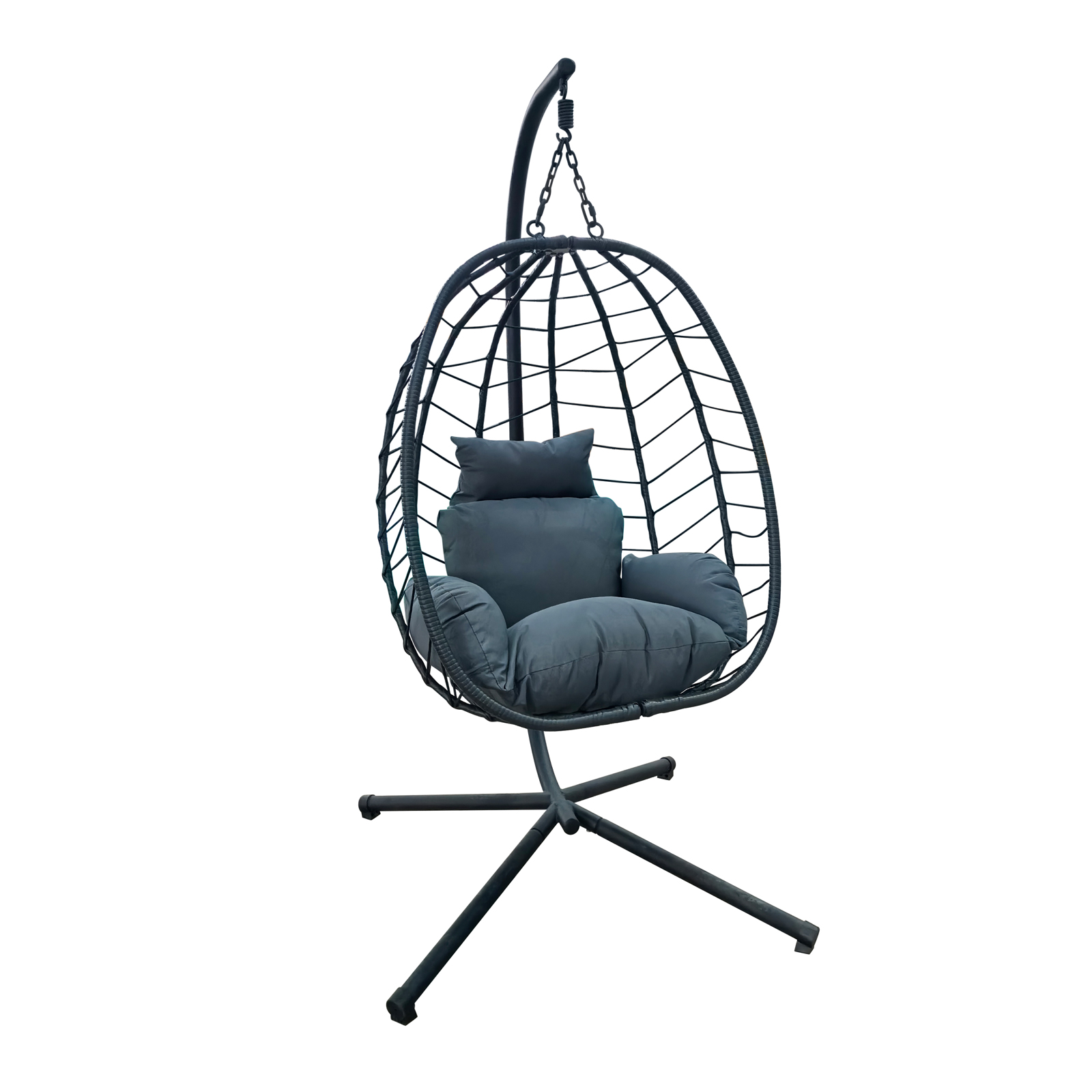 Svita – Fauteuil Suspendu Pliant En Polyrotin Gris – Cadre En Acier